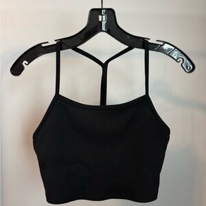 ALO Yoga Ribbed Black Crop Calm Top, Size Small